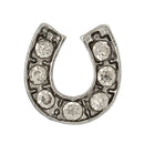 4 Silver LUCKY HORSESHOE Rhinestone Floating Charms for Memory Lockets, silver tone metal, crystals, chs1632