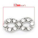 4 Silver INFINITY Symbol Rhinestone Floating Charms for Memory Lockets, silver tone metal, crystals, chs1637