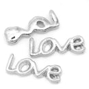 4 Silver LOVE Affirmation Word Floating Charms for Memory Lockets, silver tone metal, chs1633