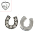 4 Silver LUCKY HORSESHOE Rhinestone Floating Charms for Memory Lockets, silver tone metal, crystals, chs1632