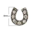 4 Silver LUCKY HORSESHOE Rhinestone Floating Charms for Memory Lockets, silver tone metal, crystals, chs1632