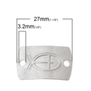 5 JESUS FISH Ichthus Charms, Silver Tone 2-hole Link Connector Charms, 1" long  chs1642