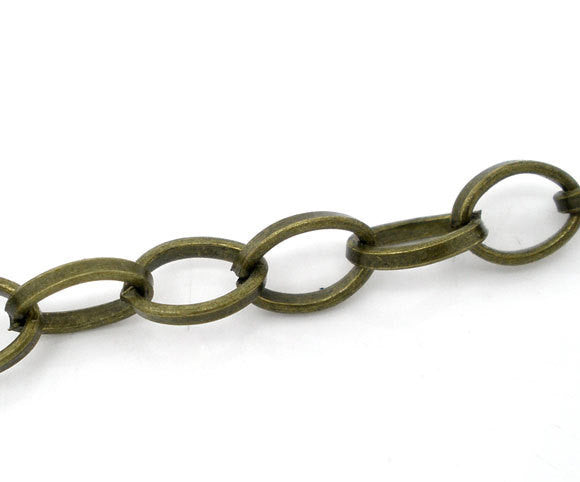 Oval Loop Bronze Metal Cable Link Chain, links are 8x6mm, 4 meters (about 13 feet)  fch0209