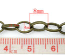 Oval Loop Bronze Metal Cable Link Chain, links are 8x6mm, 4 meters (about 13 feet)  fch0209
