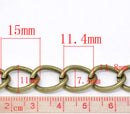 2 meters Large Bronze Metal Curb Link Chain,  links are 15x11mm  fch0206b