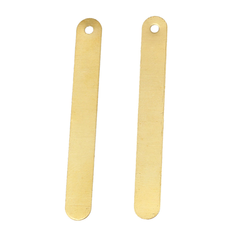 20 Brass Stamping Blanks, Charms, LONG SKINNY BAR, Rounded Rectangle shape 1.5" long, 26 gauge msb0215