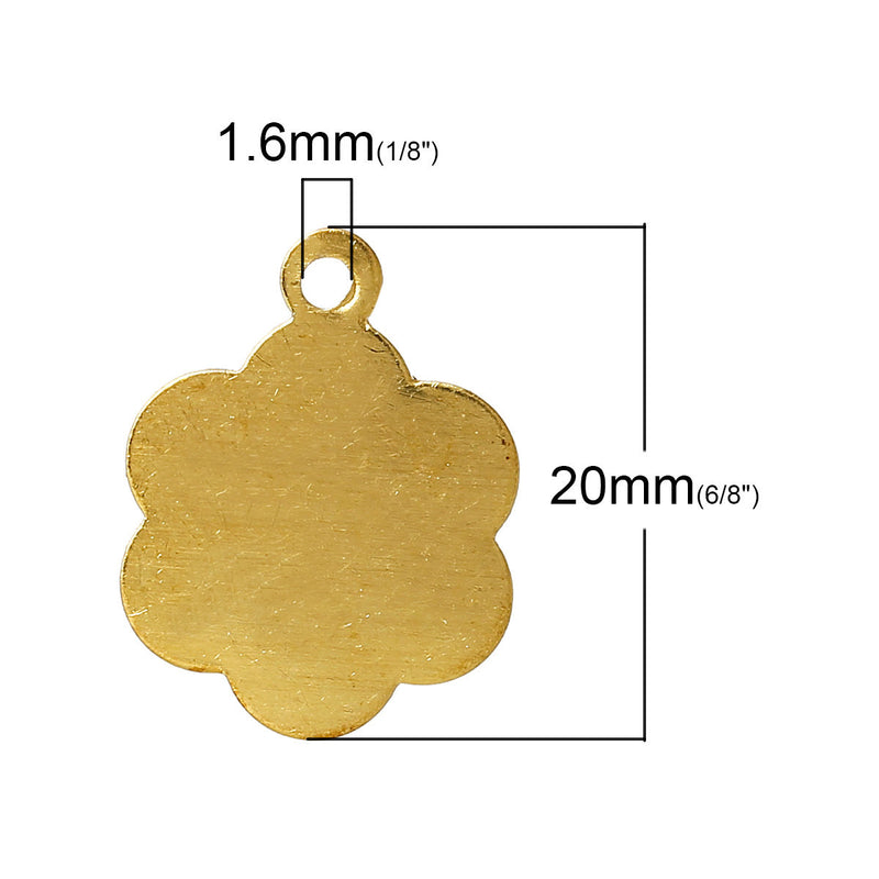 20 Brass Stamping Blanks, Charms, FLOWER TAG shape 5/8" 26 gauge msb0217