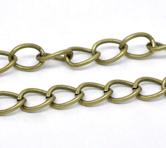 1 yard (3 feet) Large Bronze Metal Curb Link Chain,  links are 15x11mm  fch0206