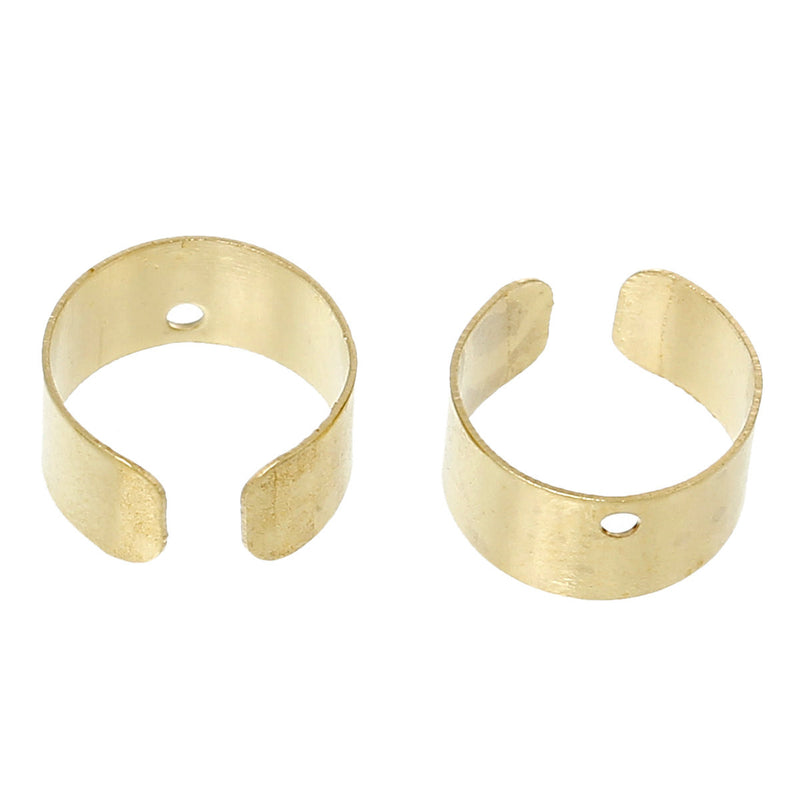 20 Gold Brass EAR CUFF Findings for Jewelry Making, with hole, 10mm  fin0358a