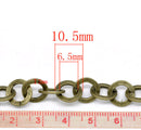 1 yard (3 feet) Large Bronze Metal ROUND Link Chain, links are 10mm  fch0211