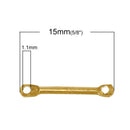 50 Gold Brass Straight 2-hole Spacer Bars Findings for Jewelry Making, 5/8" long fin0360
