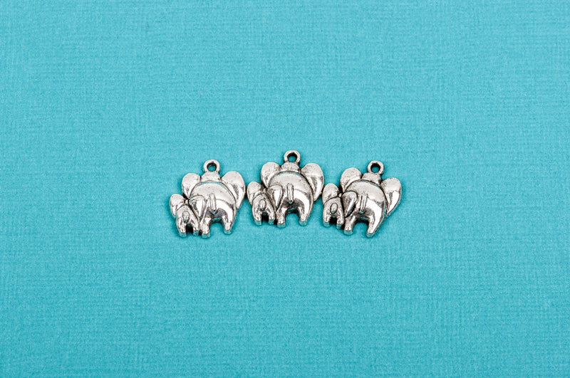 8 MOTHER and BABY Elephant Silver Tone Pewter Charm Pendant  chs1646