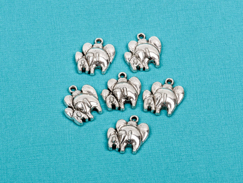 8 MOTHER and BABY Elephant Silver Tone Pewter Charm Pendant  chs1646