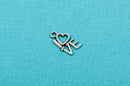 15 LOVE Charms, Word Affirmation Charm, Silver Tone Pewter Charm Pendant  chs1647