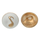 10 MUSIC NOTE Shank Buttons, gold plated over copper, white enamel, 10mm, 3/8" diameter but0212