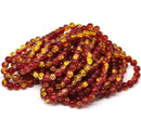 RED and YELLOW Crackle Glass Round Beads 6mm, 32" strand . about 133 beads bgl1014