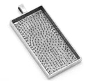 2 Large Rectangle Pendant Bezel Trays, Antiqued silver tone metal, Frame for resin or glass, 2" long chs1654