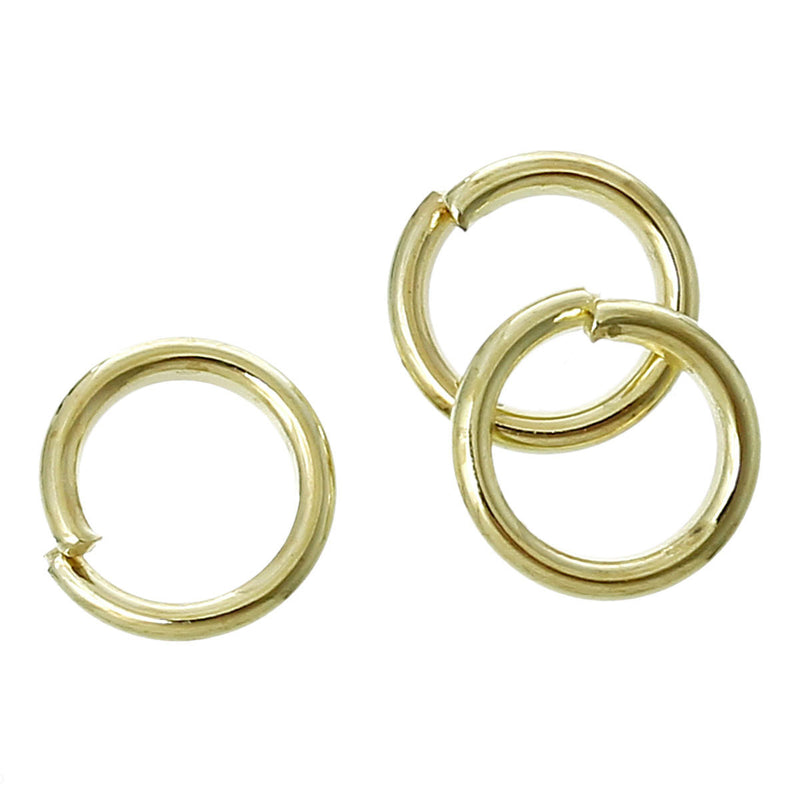 50 Gold Plated open jump rings, 6mm OD, 4mm ID, 18 gauge wire, jum0103a