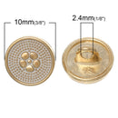 10 FLOWER Shank Buttons, gold plated over copper, white enamel, 10mm, 3/8" diameter but0213