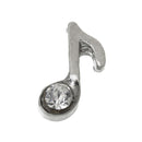 4 Silver MUSIC NOTE Rhinestone Floating Charms for Memory Lockets, silver tone metal, crystals, chs1657