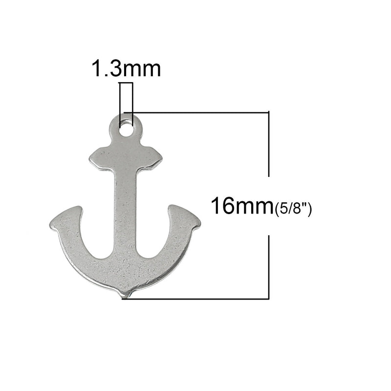 5 ANCHOR Stainless Steel Charm Pendants,  5/8" chs1656