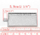 2 Large Rectangle Pendant Bezel Trays, bright silver plated metal, Frame for resin or glass, 2" long chs1655