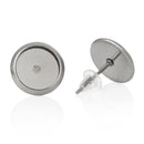 30 stainless steel cabochon bezel setting earring post blanks fits 6mm round inside bezel fin0362