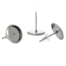30 (15 pairs) stainless steel cabochon bezel setting earring post components, fits 8mm round inside bezel  fin0363