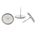 30 (15 pairs) stainless steel cabochon bezel setting earring post components, fits 10mm round inside bezel  fin0364