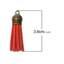 30 Suede Tassels with antiqued bronze topper, 1-1/2" long pink brown orange mint green yellow, cho0102