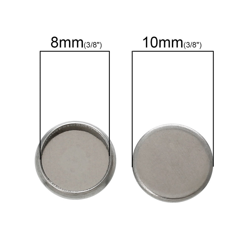 20 stainless steel cabochon bezel setting components, fits 8mm round inside bezel  fin0367