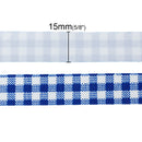5/8" Royal Blue Gingham Checkered Sticky Fabric Tape adhesive on back, 4 meter roll  adh0011