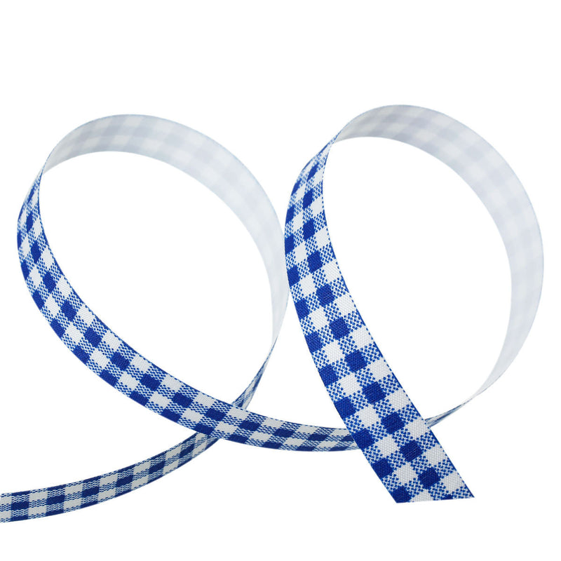 5/8" Royal Blue Gingham Checkered Sticky Fabric Tape adhesive on back, 4 meter roll  adh0011