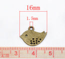 10 Bronze MODERN BIRD . Charm Pendants, flat, metal  chb0311