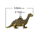 3 Large Bronze DINOSAUR Pendants, 2 3/8" long  chb0314