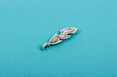 4 Silver FEATHER Charm Pendants, red enamel accent, 1.5" long  che0455
