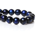 8mm Dark BLUE BLACK Round Glass Pearl Beads, double strand, about 104 beads,  bgl1015