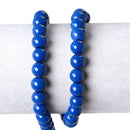 8mm ROYAL BLUE Round Glass Pearl Beads, double strand, about 107 beads,  bgl1016