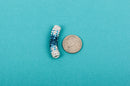 Blue Ombre Rhinestone Tube Bead, Grade A stones embedded in polymer clay with a metal core base bme0346