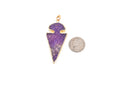 1 Grape Purple ARROWHEAD AGATE Gemstone Pendant, Gold Plated Bezel, 2-1/4" long  cgm0045