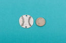 4 Silver Oxidized BASEBALL Connector Link Charms, stamping blanks, 1-1/4"  chs1670