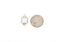 1 Rectangle Gold Brass Connector Link Charm, faceted LIGHT TANZANITE Glass, 18x11mm, 3/4" long June birthstone, chg0190