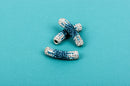 Blue Ombre Rhinestone Tube Bead, Grade A stones embedded in polymer clay with a metal core base bme0346
