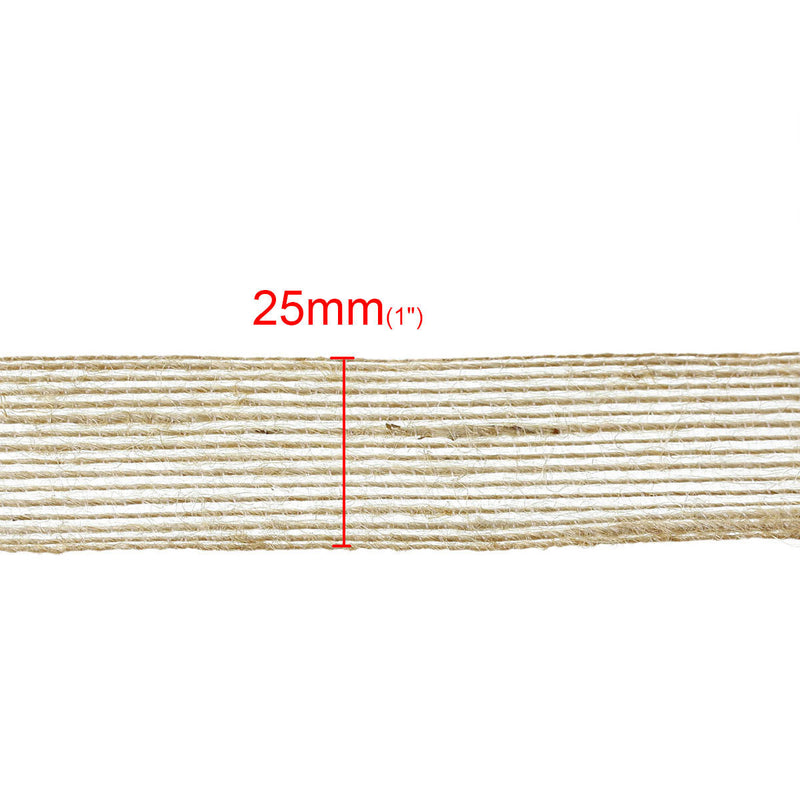 1" wide Flat Hemp Fiber Cord Ribbon loose weave embellishment, 10 meters, about 32 feet,  rib0079