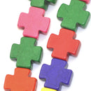 Howlite MALTESE Cross Stone Beads MIXED COLORS, 15mm, 1 strand  how0354