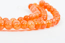 8mm ORANGE SWIRL Round Dyed Candy Jade Gemstone Beads, half strand, about 25 beads gjd0051