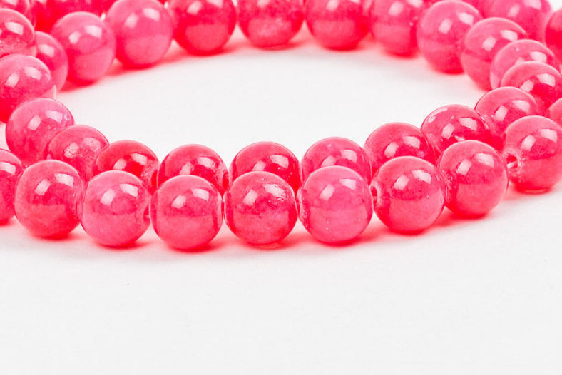 8mm HOT PINK Round Dyed Candy Jade Gemstone Beads, full strand, about 52 beads gjd0050