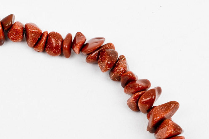 Sparkly GOLD SAND STONE Goldstone Gemstone Chips . 1 double strand . 35 inches ggs0021