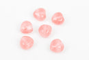 10mm Pink STRAWBERRY QUARTZ Gemstone HEART Beads, 6 beads, gqz0053