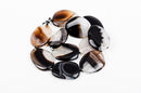 35x26mm BOTSWANA AGATE Gemstone Flat Organic Shape OVAL Coin Beads, half strand, 5 beads, gag0143
